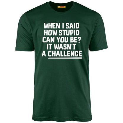 When I Said How Stupid Can You Be? It Wasn't A Challenge