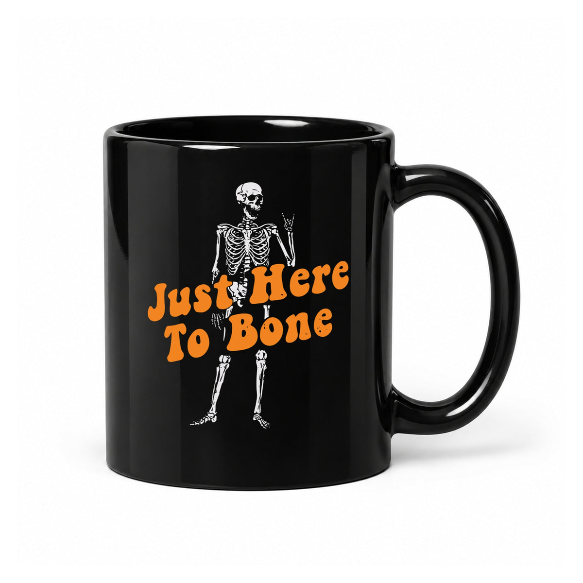 Just Here to Bone - Black Ceramic Mug