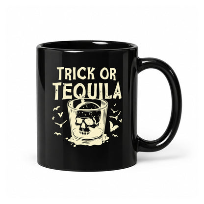 Trick or Tequila — Black Ceramic Mug