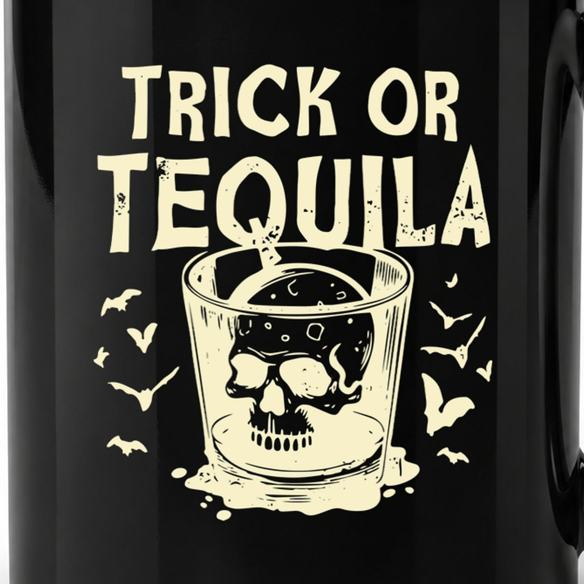 Trick or Tequila — Black Ceramic Mug