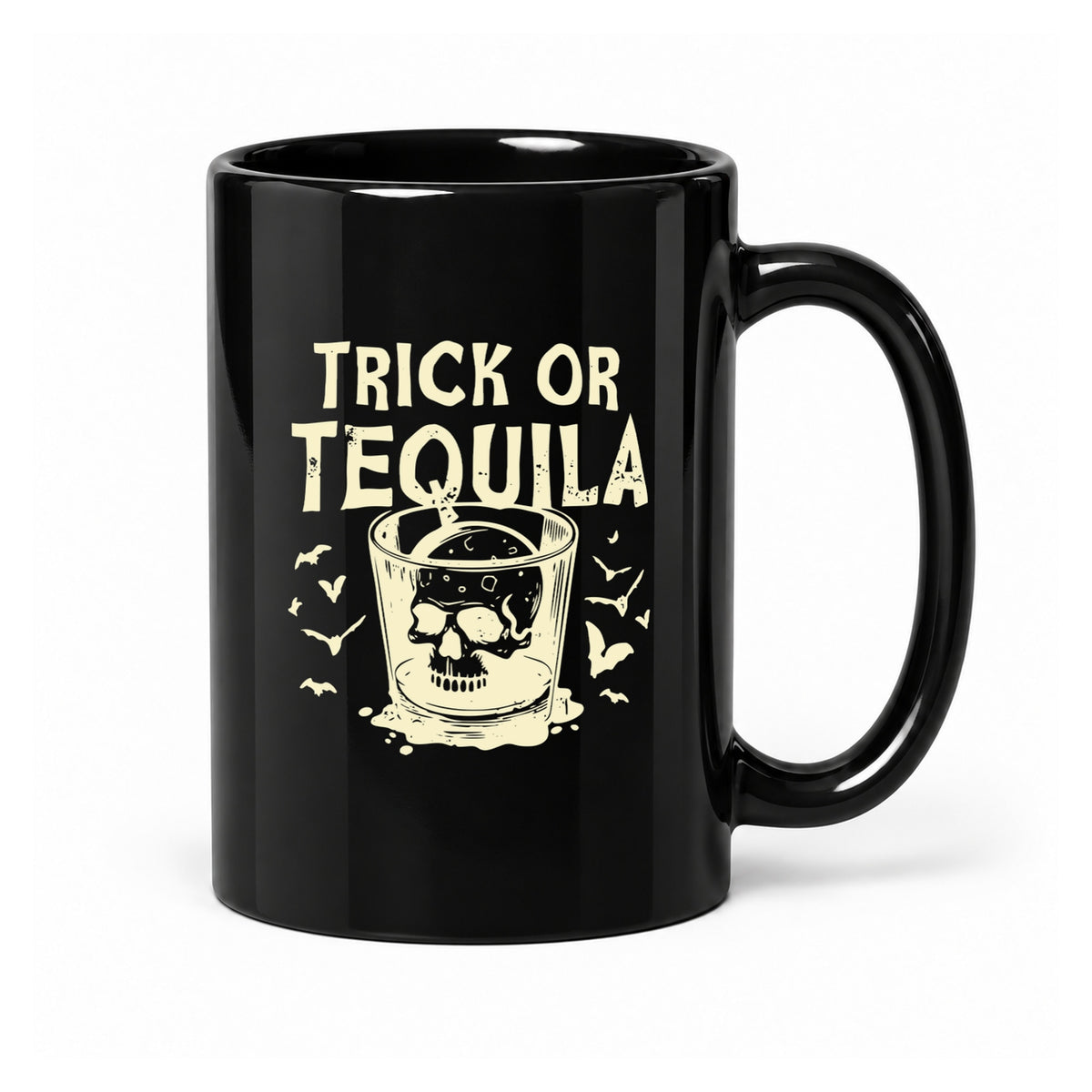 Trick or Tequila — Black Ceramic Mug