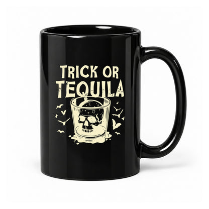Trick or Tequila — Black Ceramic Mug