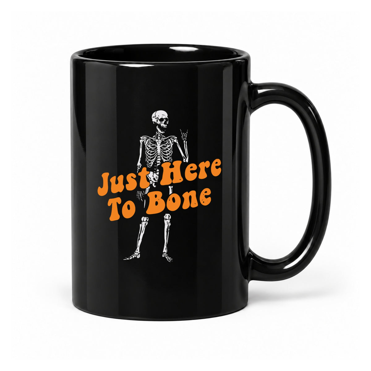 Just Here to Bone - Black Ceramic Mug