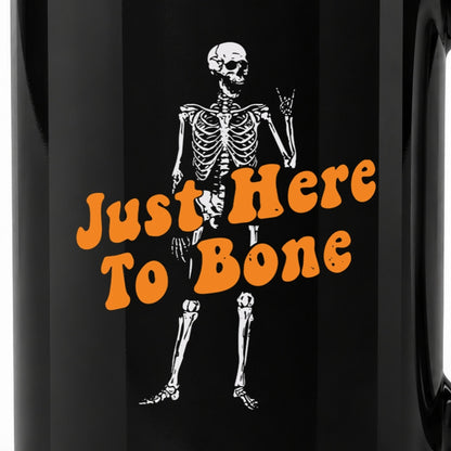 Just Here to Bone - Black Ceramic Mug