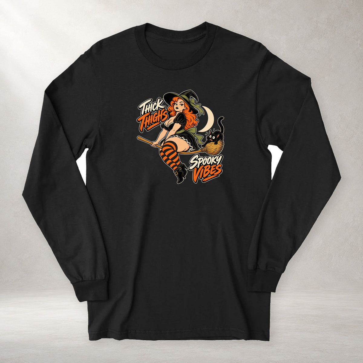 Thick Thighs Spooky Vibes - Long Sleeve Tee