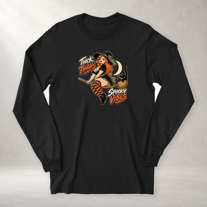 Thick Thighs Spooky Vibes - Long Sleeve Tee