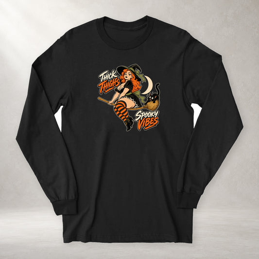Thick Thighs Spooky Vibes - Long Sleeve Tee