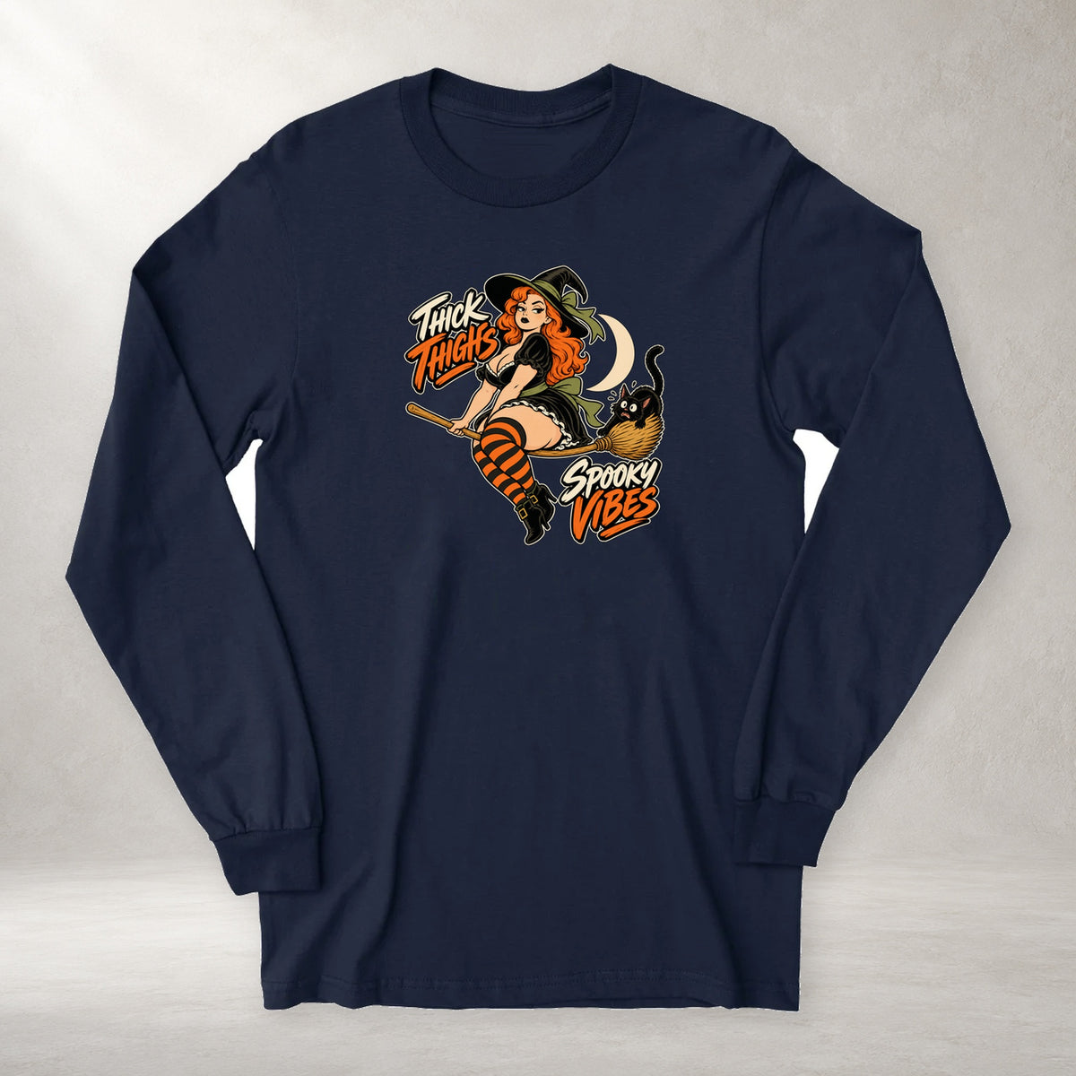 Thick Thighs Spooky Vibes - Long Sleeve Tee