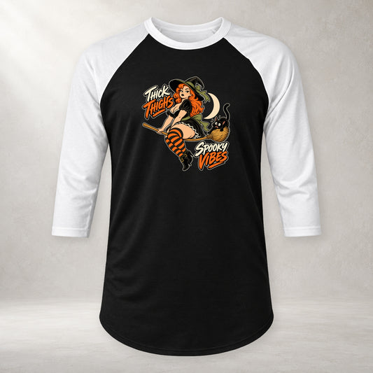 Thick Thighs Spooky Vibes - 3/4 Sleeve Raglan